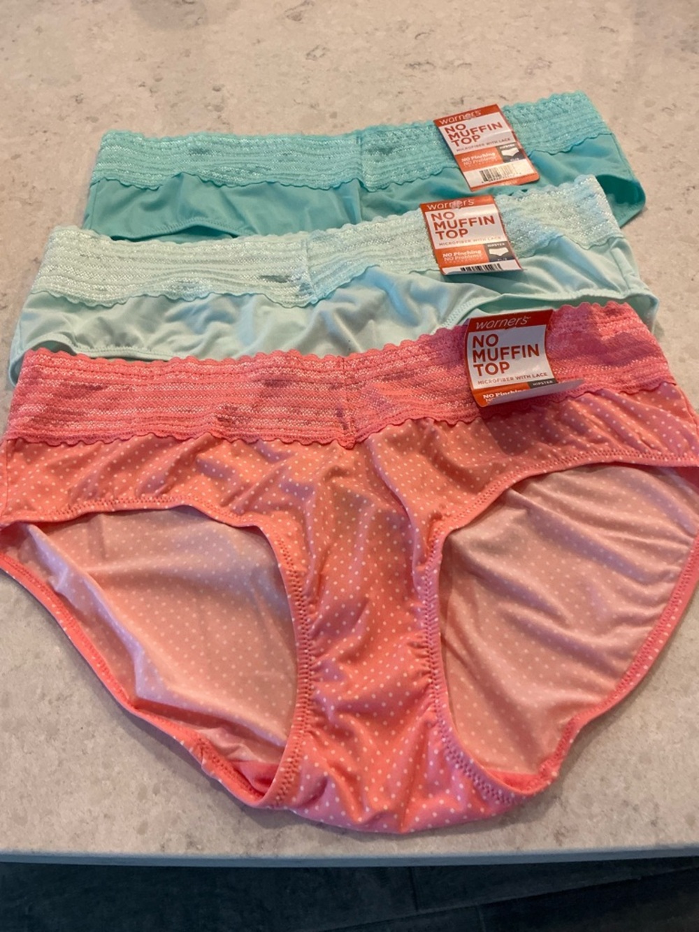 No Muffin Top hipster’s - Coral & Aqua 3PAIR